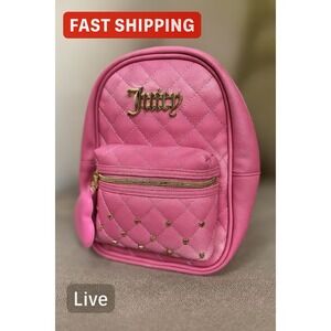 Juicy Couture Mini‎ Backpack Pink Faux Leather Gold Hardware Adjustable Straps